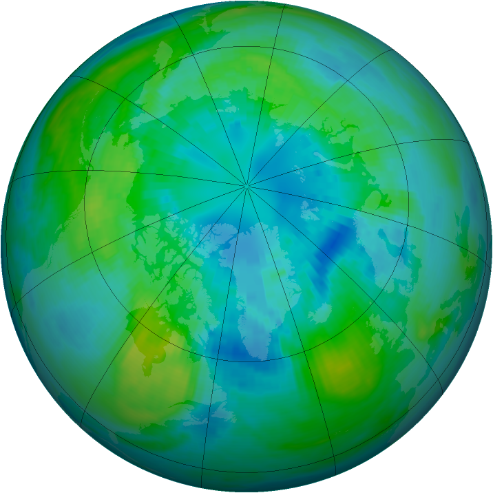 Arctic ozone map for 07 October 1991